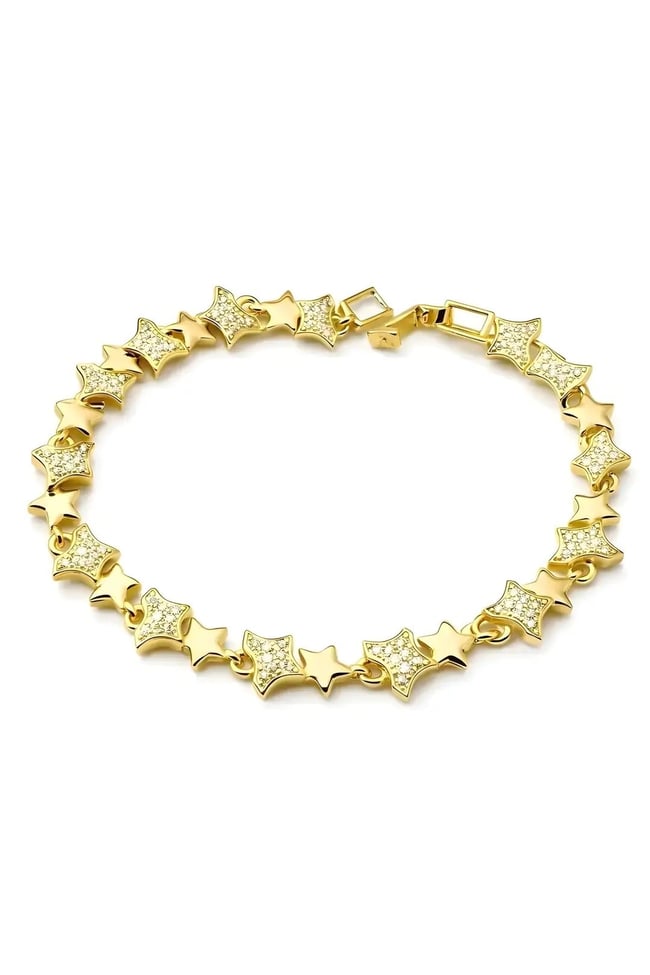 Özel Seri Yıldızlı Zirkon Gold Bileklik