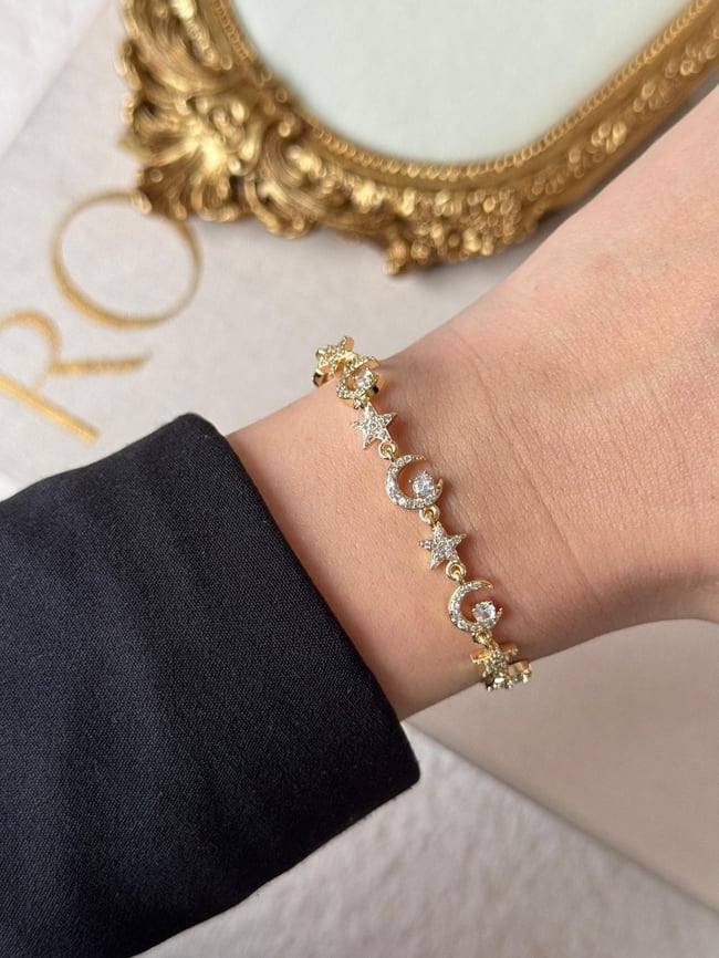Özel Seri Zirkon Taşlı Mix Gold Bileklik