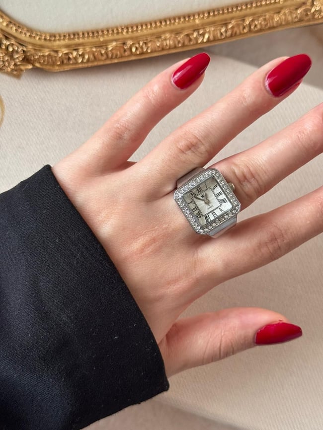 Rivona Square Silver Watch Ring
