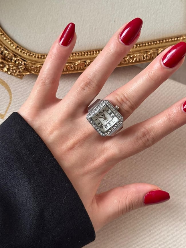 Rivona Square Silver Watch Ring