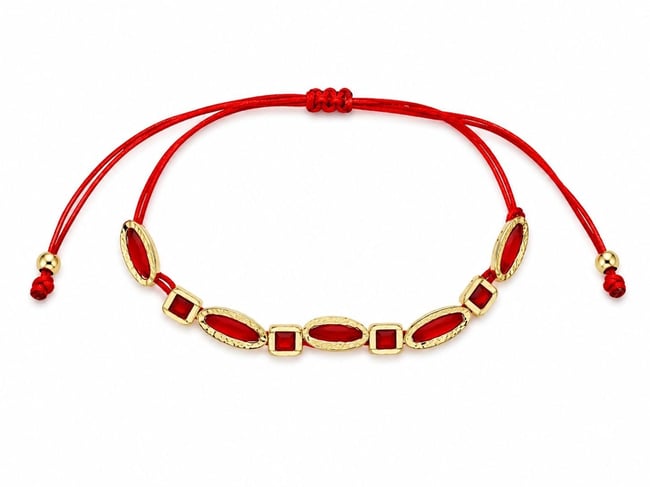 Ruby Kırmızı Taşlı İpli Bileklik