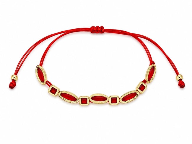 Ruby Kırmızı Taşlı İpli Bileklik
