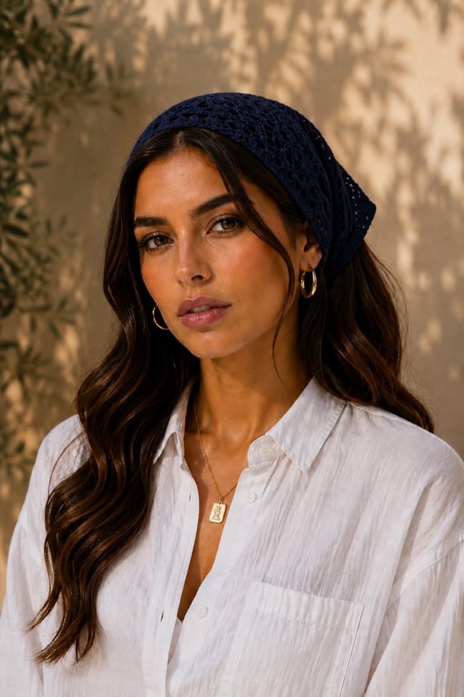 Triko Delikli Örgü Bandana