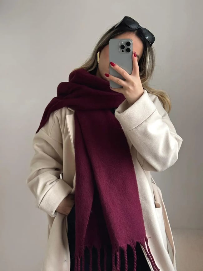 Yumuşak Dokulu Pinterest Atkı Lacivert