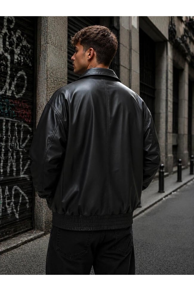 Erkek oversize deri ceket