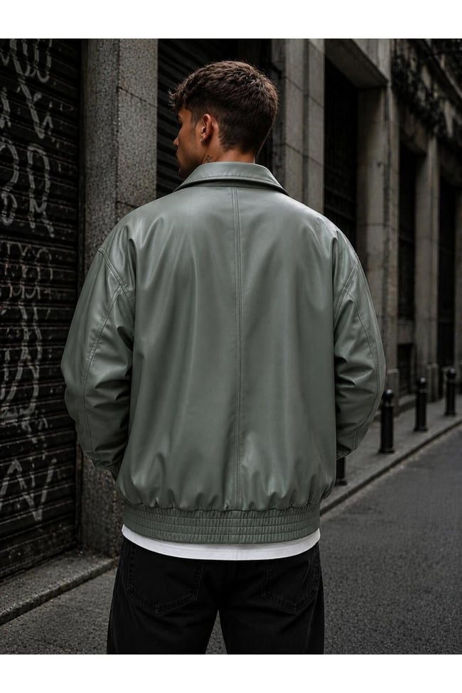 Erkek oversize deri ceket