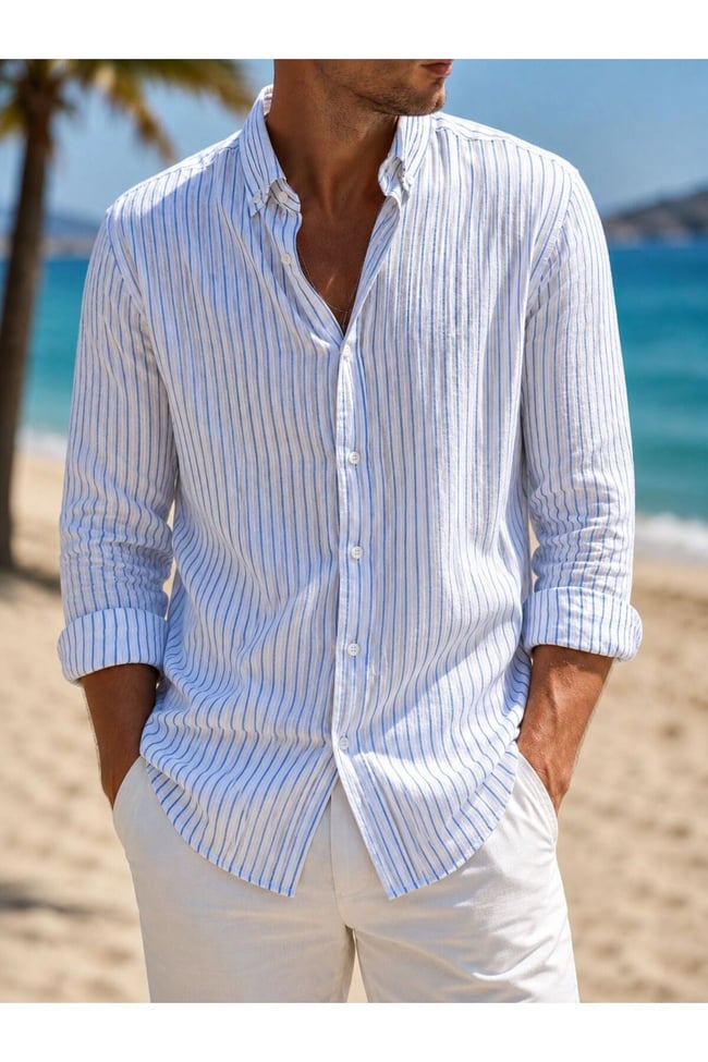 Erkek yazlık çizgili gömlek