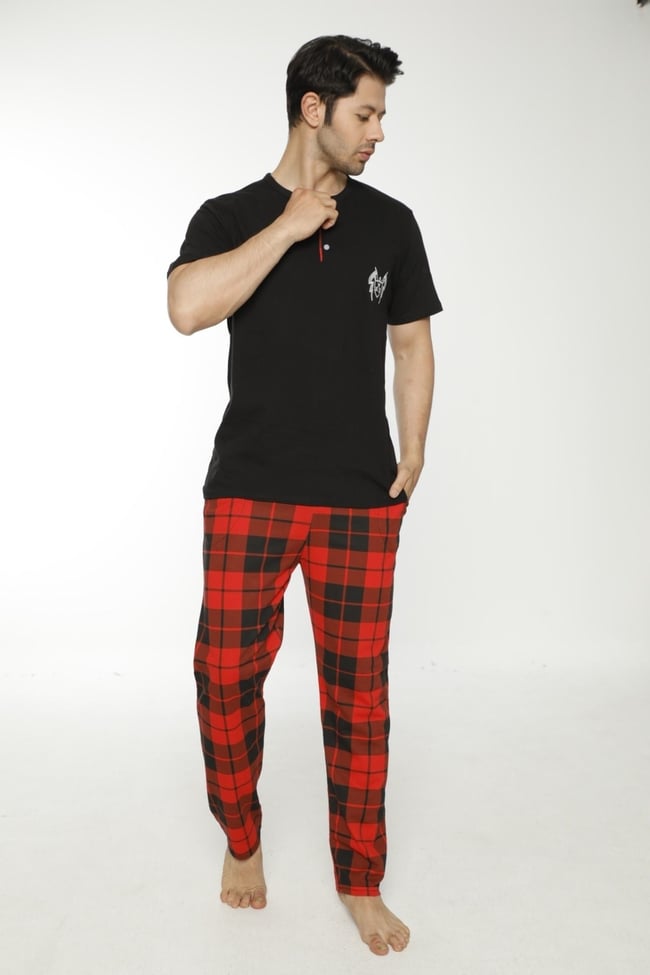 Erkek Ekoseli Pijama Takımı