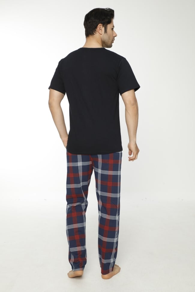 Erkek Lacivert Ekoseli Pijama Takımı
