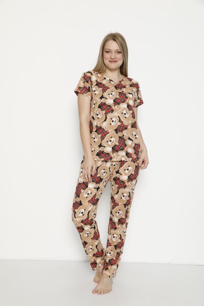 Kadın Ayıcık Desenli Pijama Takımı