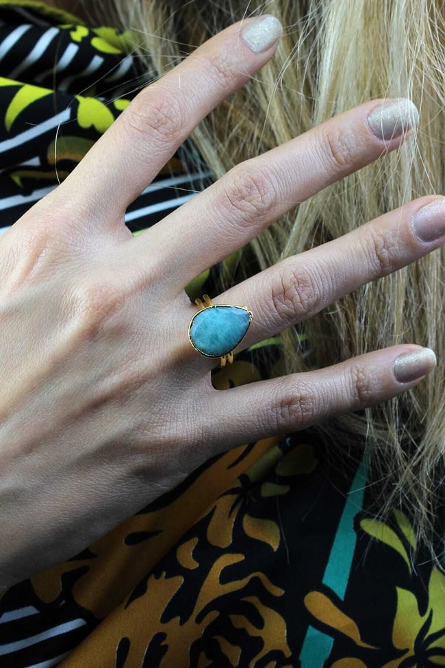 Amazonite Damla Taş Yüzük
