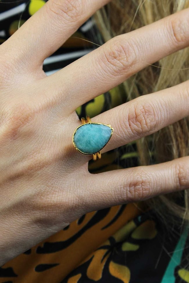 Amazonite Damla Taş Yüzük