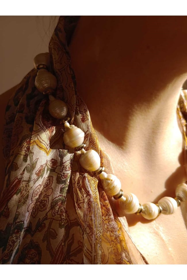 Gerçek Barok İnci (Arası Hematit Taş Detaylı) Uzatma Zincirli Handmade Özel Tasarım İnci Kolye