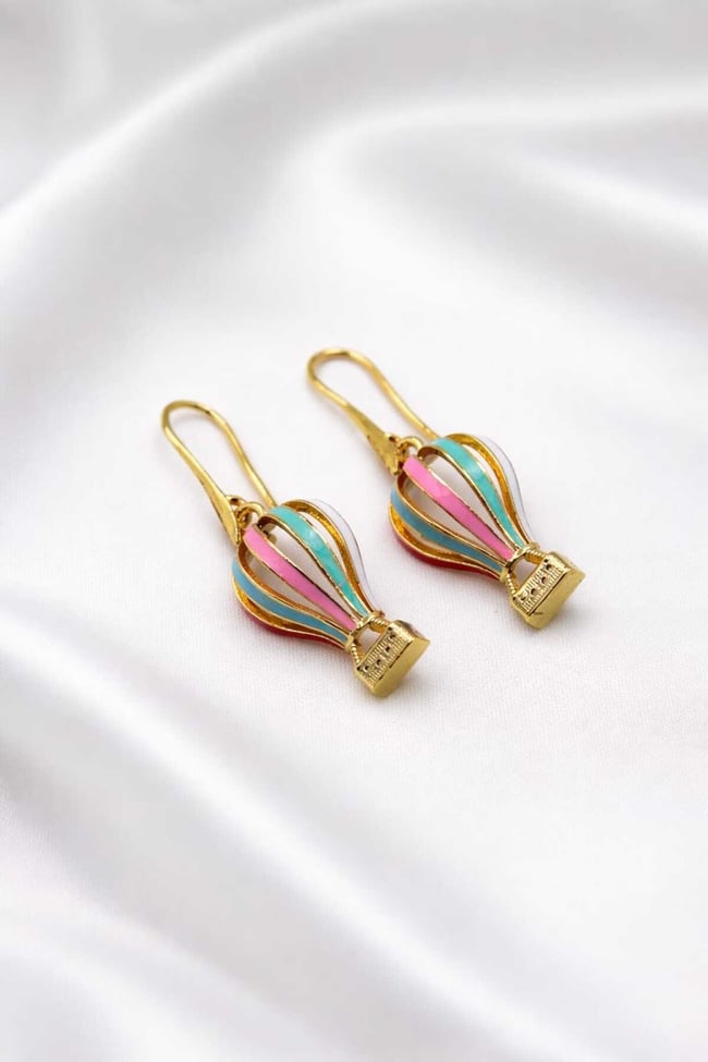 Gold Kaplama Kapadokya Balon Charm Küpe