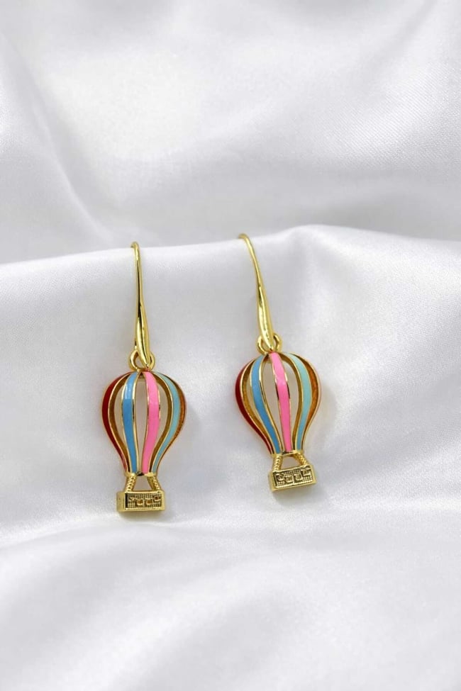 Gold Kaplama Kapadokya Balon Charm Küpe