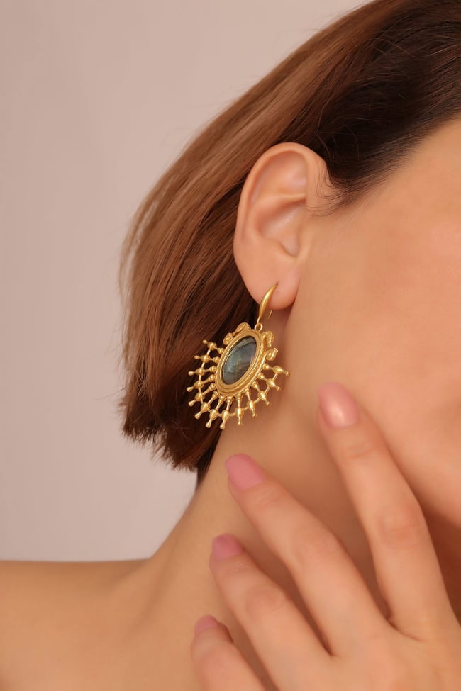 Labradorit Taşlı Küpe