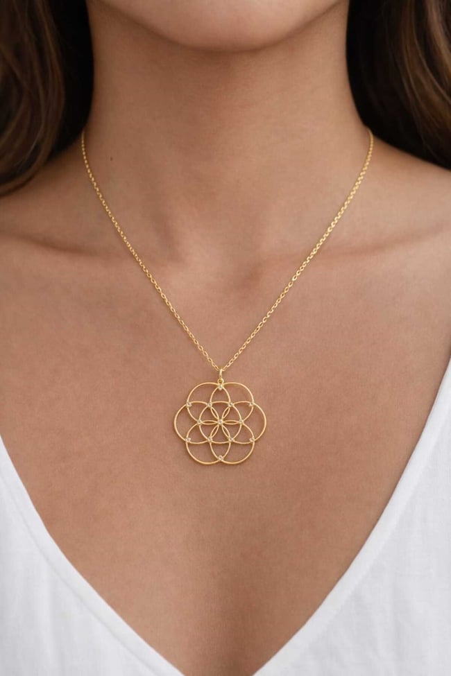 Lotus Beyaz Taşlı Kolye