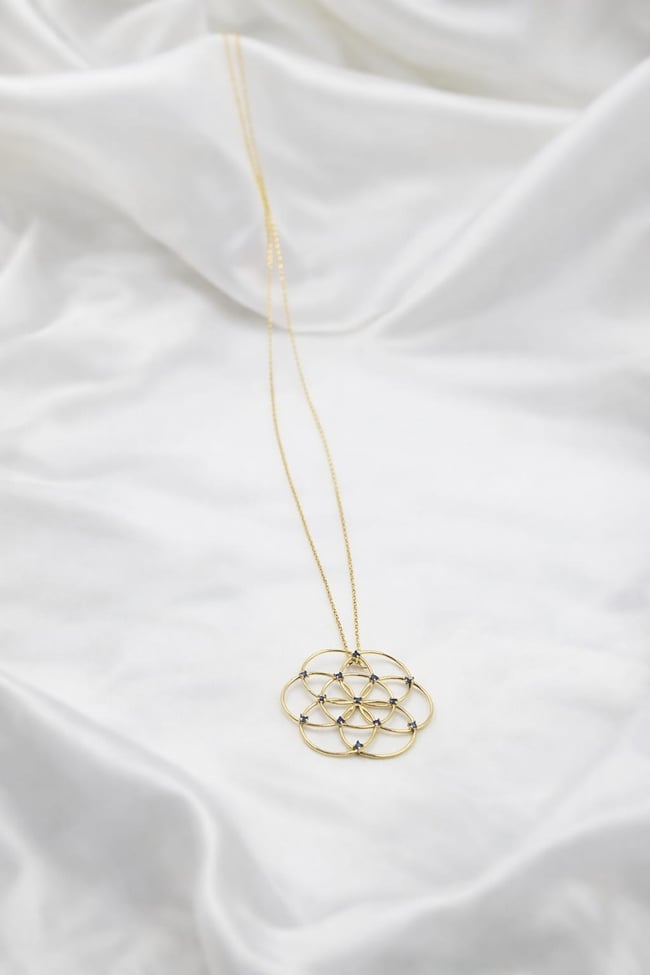 Lotus Mavi Taşlı Kolye