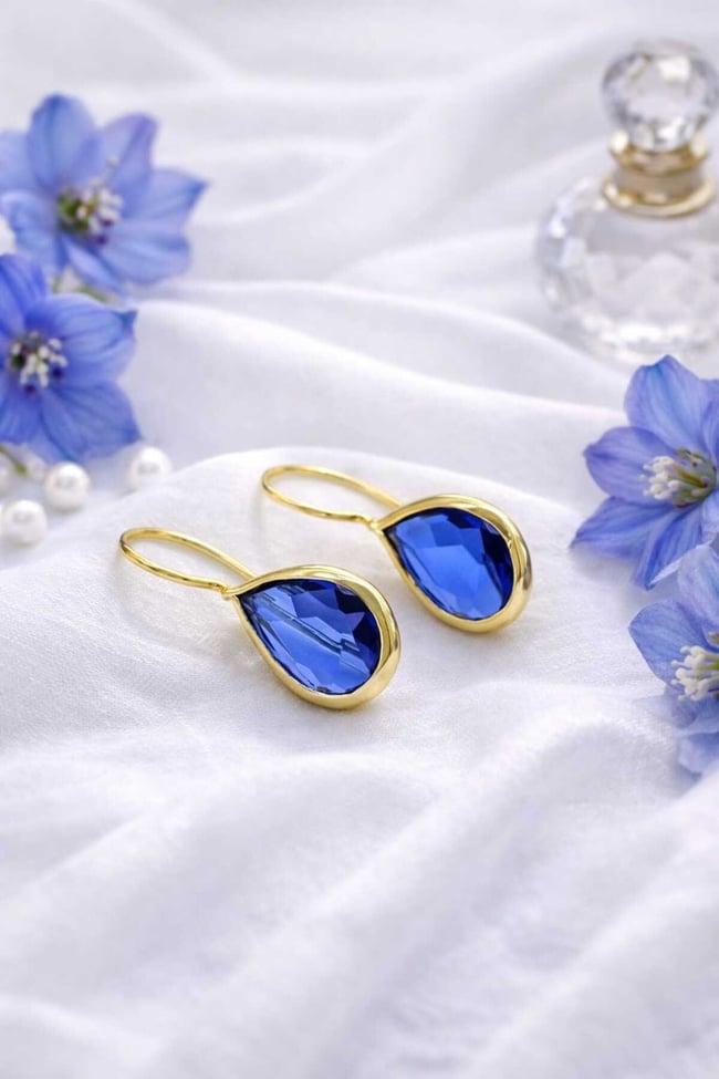 Mavi Zirkon Taşlı Küpe