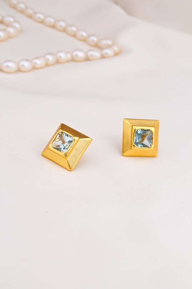 Merkaba AquaMarine Rengi Zirkon Küpe