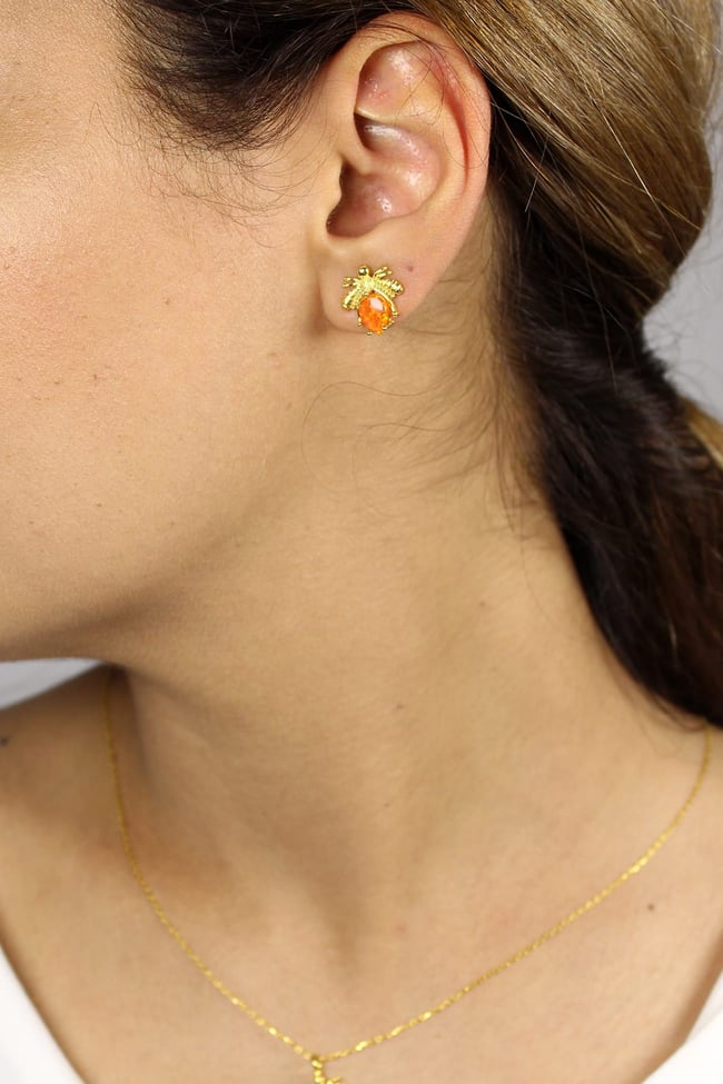 Opal Taşlı Arı Tasarım Küpe