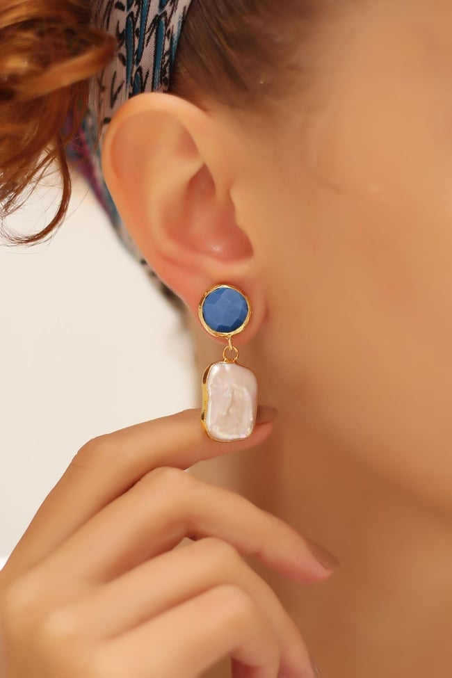 Opal ve İnci Tasarım Küpe