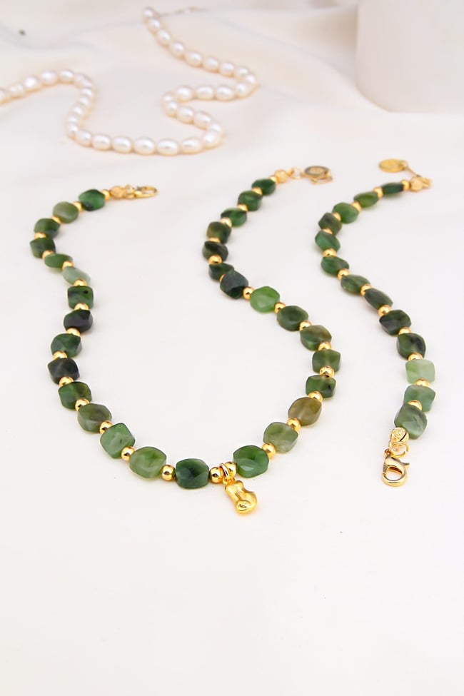 Peridot Taşlı Kolye Bileklik Set