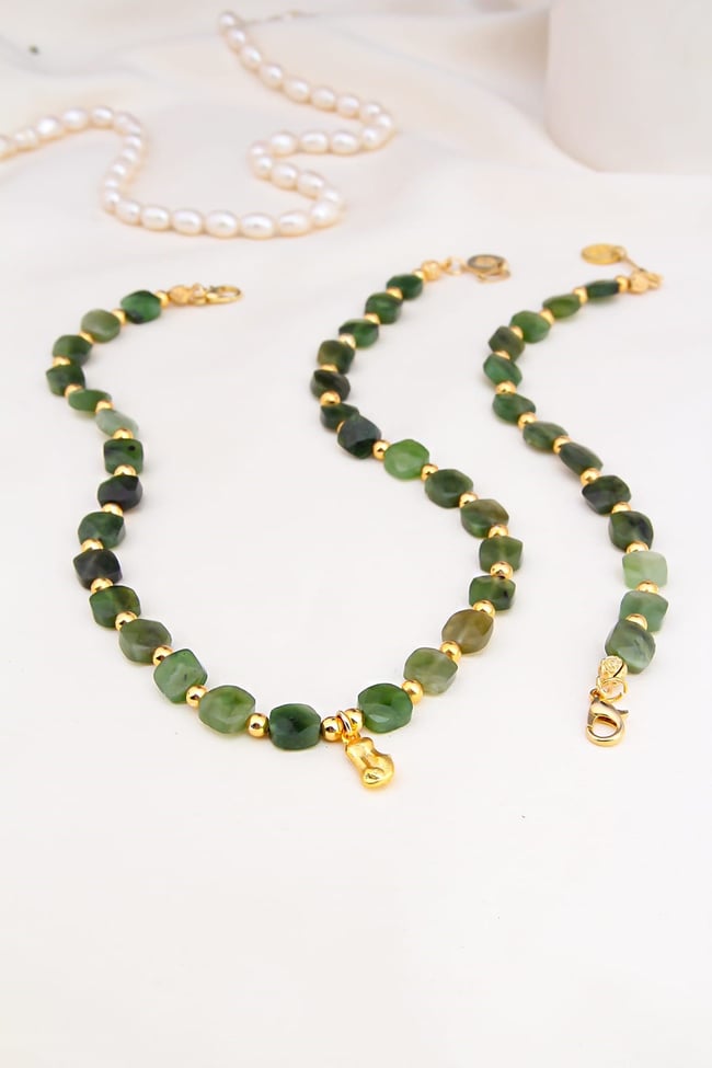 Peridot Taşlı Kolye ve Bileklik Seti