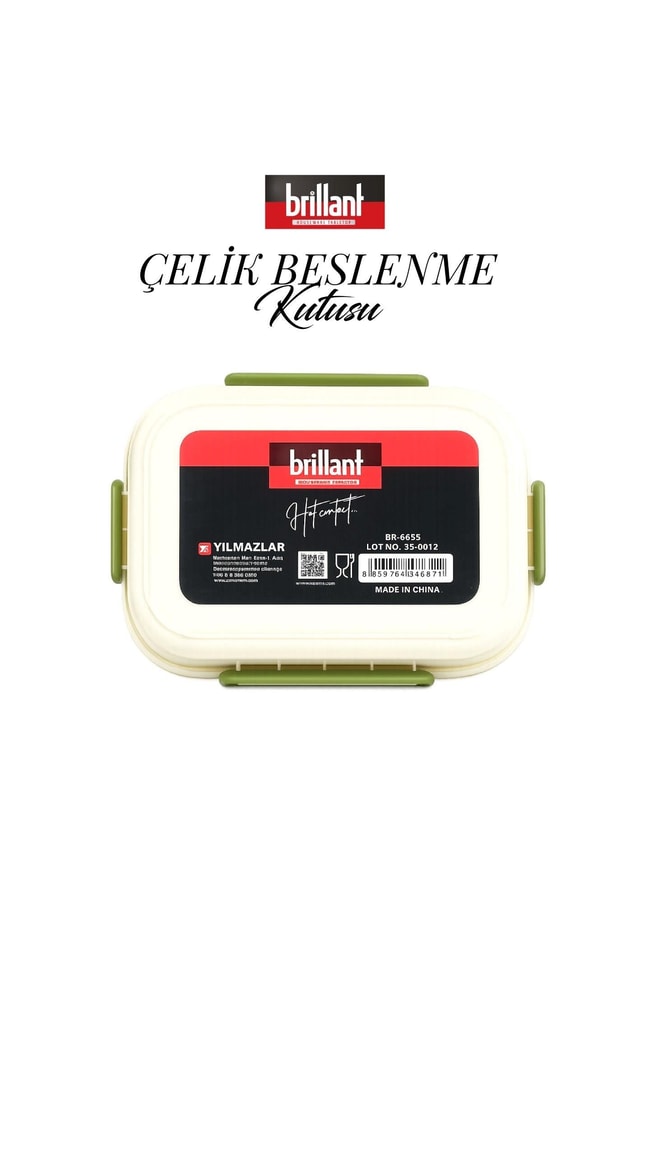 BRİLLANT 4 Bölmeli Paslanmaz Çelik Lunch Box BR-6671 26X20x7cm