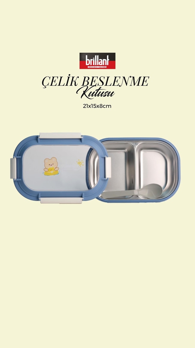 BRİLLANT Summer Ayıcık Desenli Bölmeli Lunch Box BR-6668 21X15x8cm