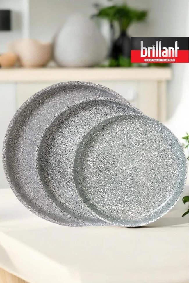 BRİLLANT TEPSİ SETİ EZM-TP-6305 PETRA 28-32-36cm GRİ x4