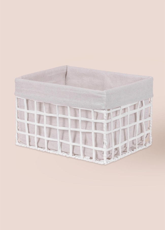 The Mia Braid Hasır Organizer Sepet Beyaz 30x22x19 cm