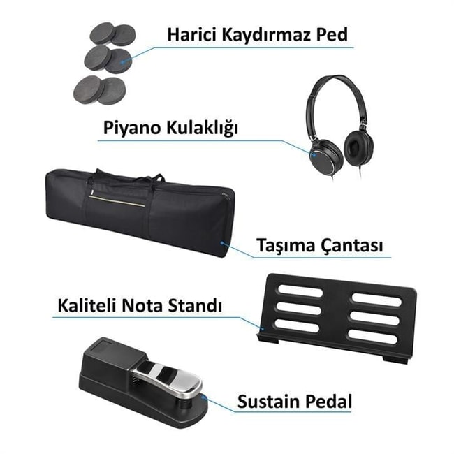 Jwin Sapphire SDP-112 Çekiç Aksiyonlu 88 Tuşlu Dijital Piyano Taşıma Çantası Hediyeli + Tabure