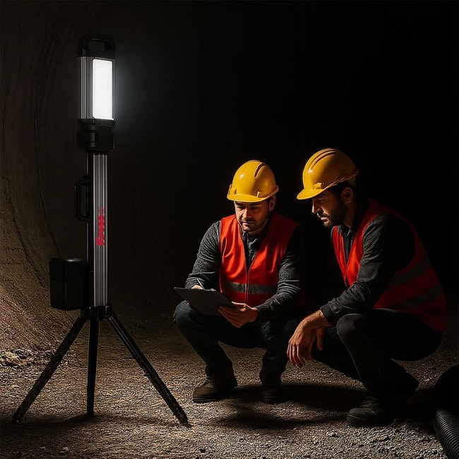 Kress KUF09.9 20Volt 2000/4500 Lümen Profesyonel Kule Tipi Teleskopik Katlanabilir LED Projektör (Akü Dahil Değildir)