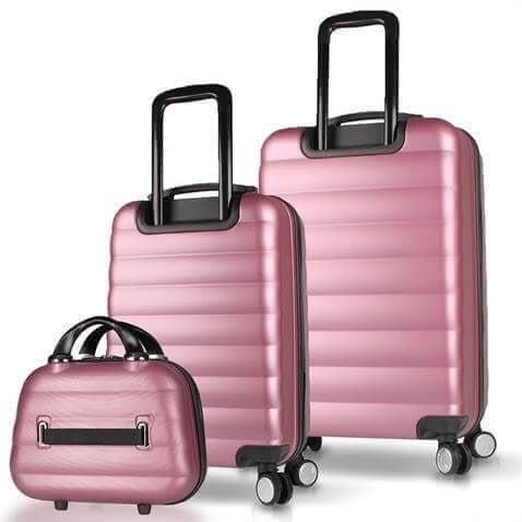 Colors Abs Makyaj Kabin ve Orta Boy Rose Gold 3lü Valiz Seti