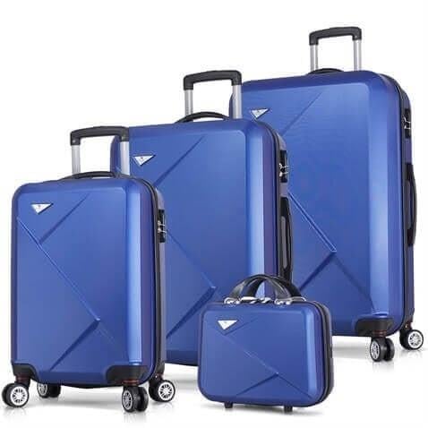 Diamond Abs Kabin Orta Büyük ve Makyaj Boy Mavi 4lü Travel Valiz Seti