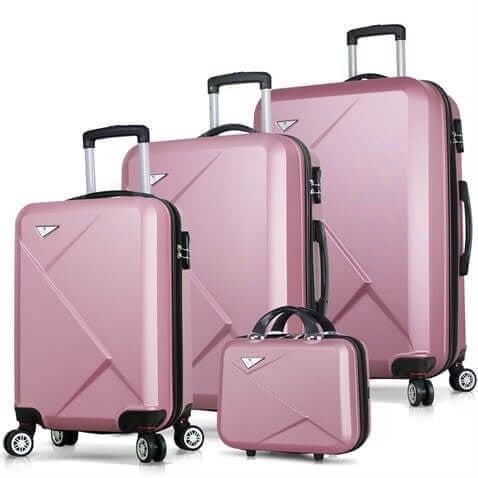 Diamond Abs Kabin Orta Büyük ve Makyaj Boy Rose Gold 4lü Travel Valiz Seti