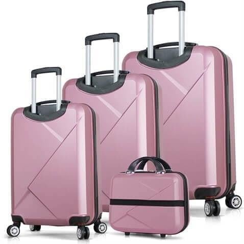 Diamond Abs Kabin Orta Büyük ve Makyaj Boy Rose Gold 4lü Travel Valiz Seti