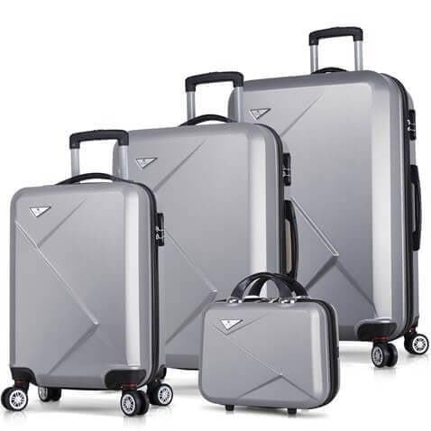 Diamond Abs Kabin Orta Büyük ve Makyaj Boy Gri 4lü Travel Valiz Seti