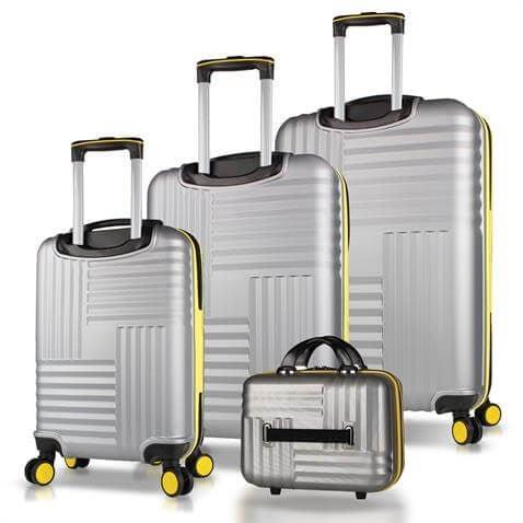Puzzle Abs Kabin Orta Büyük ve Makyaj Boy Gri 4lü Travel Valiz Seti