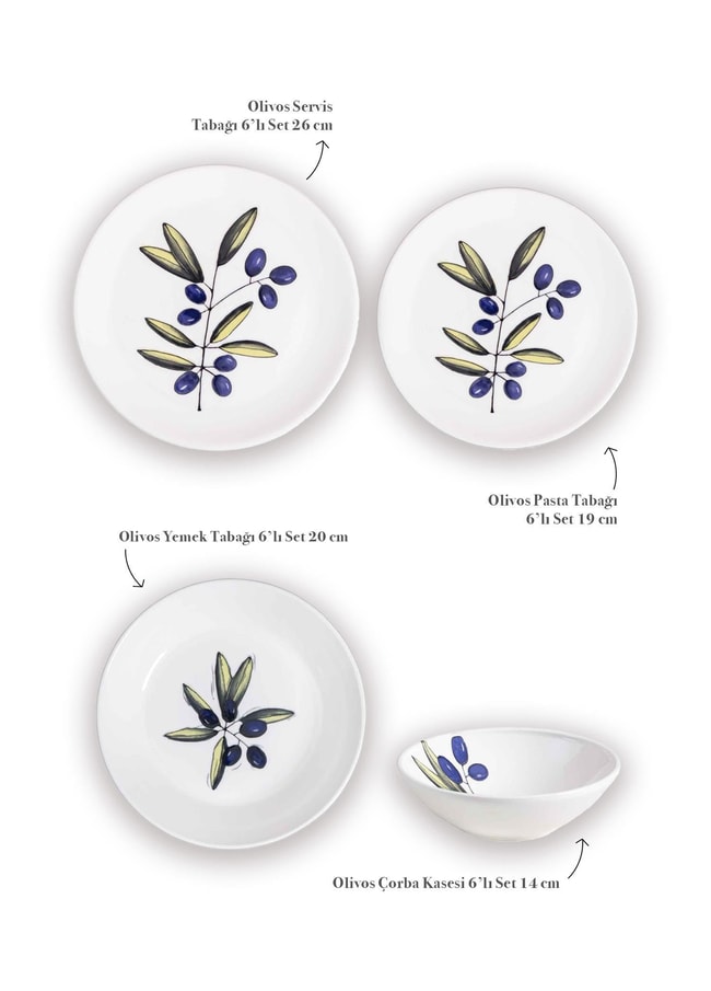 The Mia Olivos 6 Kişilik Yemek Takımı 24 Parça Set 1
