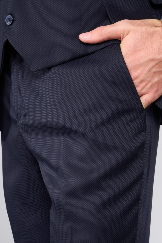 Atlıhan Lagos Lacivert Erkek Polyviskon Slim Fit Yelekli Takım