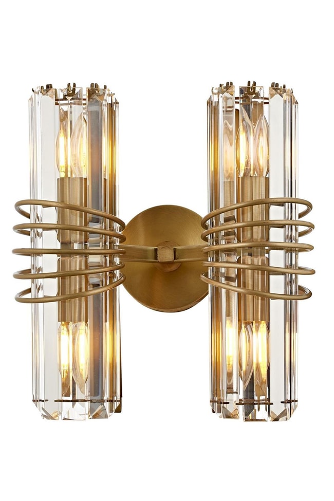 Avonni AP-1906-2E Eskitme Kaplama Aplik E14 Metal Kristal 30x20 cm