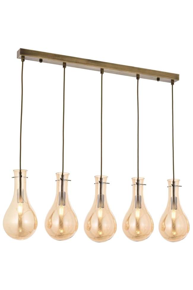 Avonni AV-1697-5EY Eskitme Kaplama Modern Avize E14 Metal Cam 80x15 cm