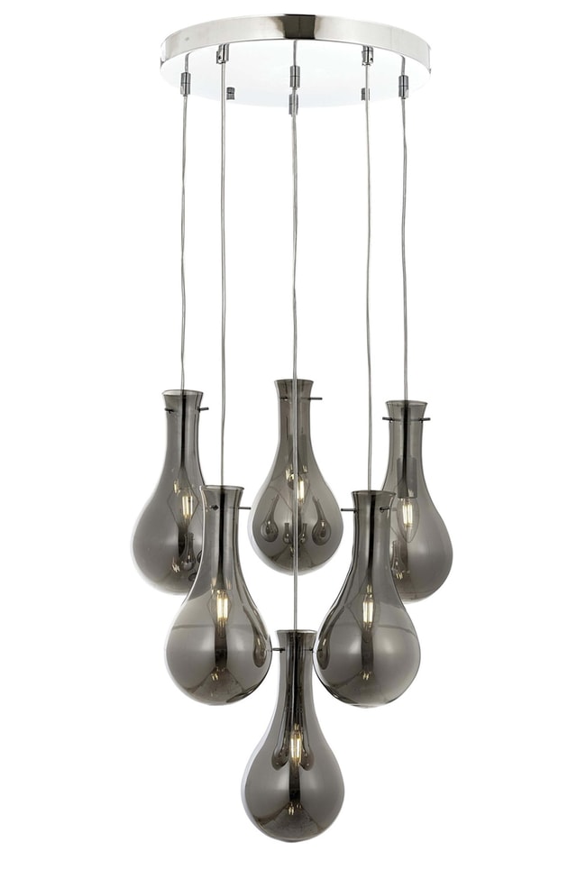Avonni AV-1697-6KT Krom Kaplama Modern Avize E14 Metal Cam 50 cm