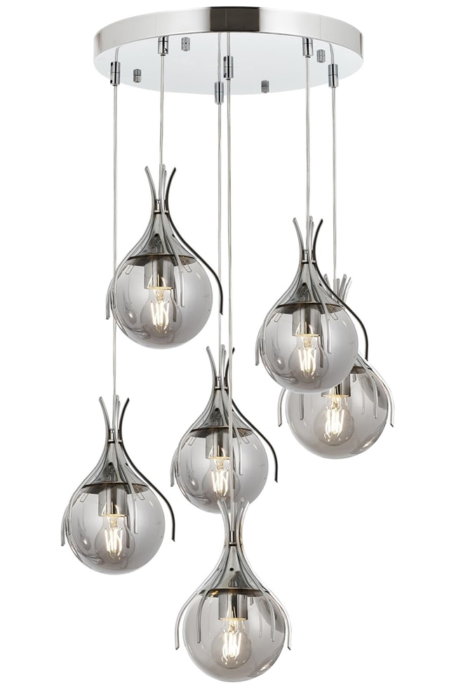 Avonni AV-1766-6KT Krom Kaplama Modern Avize E27 Metal Cam 50 cm