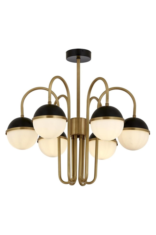 Avonni AV-1895-6E Siyah/Eskitme Boya/Kaplama Modern Avize E27 Metal Cam 60 cm