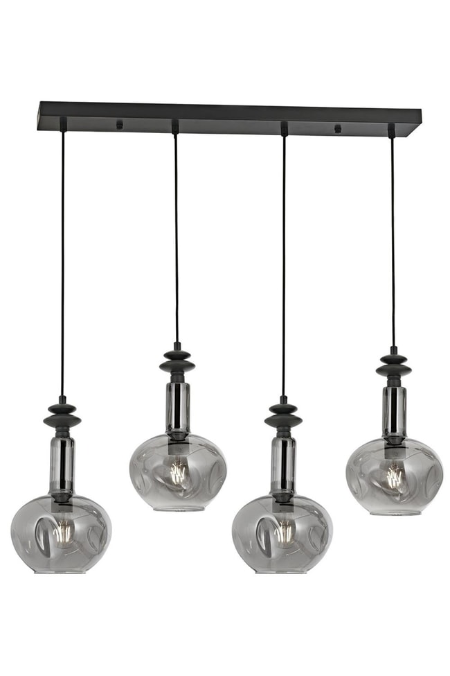 Avonni AV-1912-4Y-GR Siyah Kaplama Modern Avize E27 Metal Cam 80x12 cm