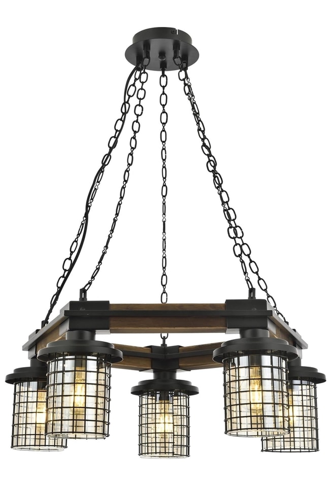 Avonni AV-4216-5ET Eskitme Kaplama Modern Avize E27 Metal Ahşap 50 cm