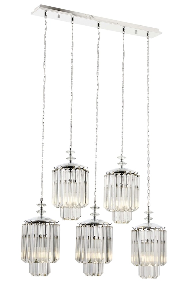 Avonni AV-4302-5KY Krom Kaplama Klasik Avize E27 Metal Kristal 80x10 cm
